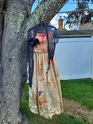 Zombie Wedding Prom Dress Hand Designed Halloween Size 10 Corpse Bride Costume  • $58