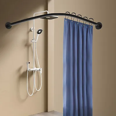 Adjustable Shower Curtain Rod Stainless Steel Bathroom Bath Pole Rail L Shape • $42.75