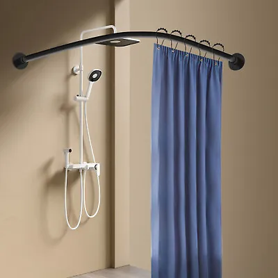 Adjustable Shower Curtain Rod Stainless Steel Bathroom Bath Pole Rail  L-Shaped • $42.75