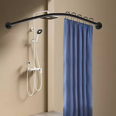 L Shaped Shower Curtain Rod Stainless Steel Bathroom Shower Pole Rail Adjustable • $45