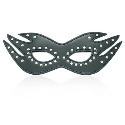 Masquerade Mask Black Leather Roleplay BDSM Women Men Adult Couple Sex Style UK  • £7.98
