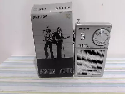 Vintage Philips AM/FM Pocket Radio Boxed  1970s • $30