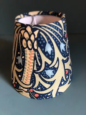 Candle Clip Lampshade In William Morris Seaweed Cobalt And Thyme • £12