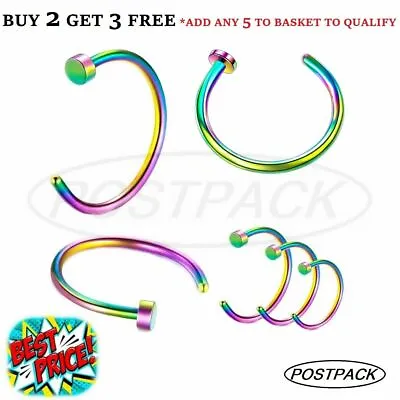 Nose Ring Fake Nose Rings Lip Rings Small Thin Body Piercing Surgical Steel Hoop • £2.59