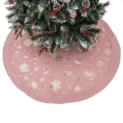 47  Large Christmas Tree Skirt Gilded Snow Snowflake Indoor Nordic Style Pink • $8.98