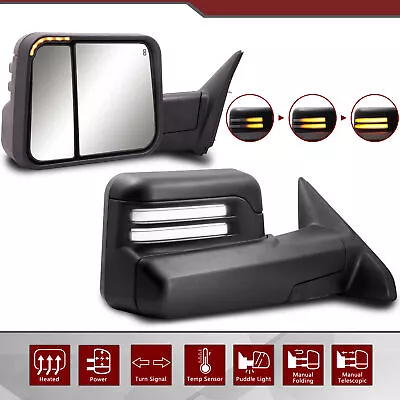 Flip-up Tow Mirrors Fit 2009-2018 Dodge Ram 1500 Smoked Switchback Power Heated • $220.20