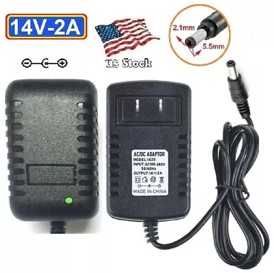  14V 2A AC/DC Adapter Power Supply For Home Electronics With 5.5x2.1mm Plug • $8.98