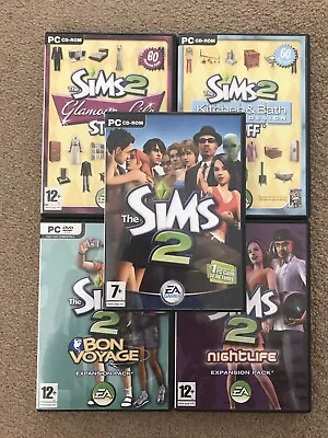 £20 • Buy Sims 2 PC Bundle Nightlife, Bon Voyage, Kitchen Bath And Interior, Glamour Life