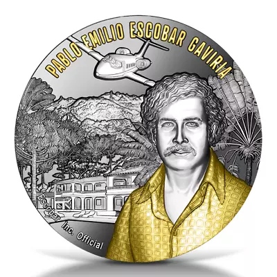 2023 World Money Fair Pablo Escobar 30th Ann. 2 Oz Silver Gilded Coin Mintage 99 • $359