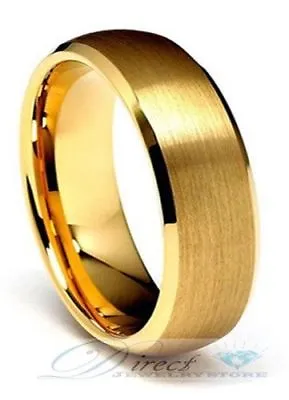 8mm Tungsten Carbide 18k Gold Plated Ring Brushed Wedding Band Size 7.5 To 14.5 • $15.99