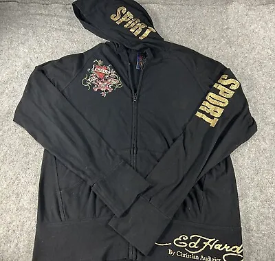 Ed Hardy Sport By Christian Audigier Zip Up Jacket Hoodie   Rhinestones Skull • $39.49