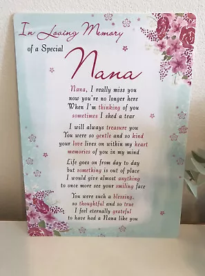 In Loving Memory Nana Grave Memorial Card. (plastic Can Be Placed Outdoors) • £2.29