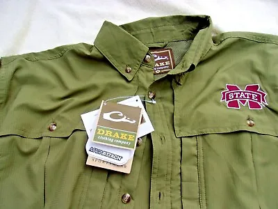 NWT Drake Button Down Men's M Olive Green Polyester $60 Mississippi State • $29.99