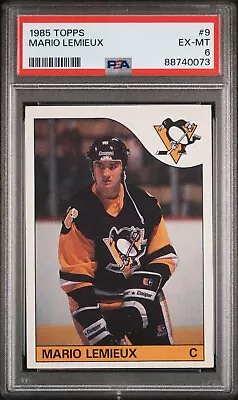 1985-86 Topps MARIO LEMIEUX #9 Penguins RC - Fresh Graded PSA 6 (HOF GOAT) • $214.99