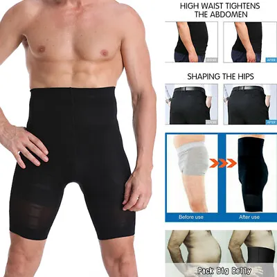 Men's Compression High Waist Boxer Shorts Tummy Slimmer Body Shaper Girdle Pants • $10.25