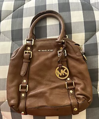 Michael Kors Bedford Brown Bowling Leather Satchel Bag Handbag • $39