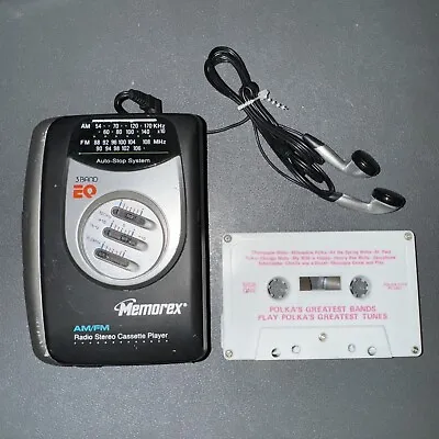 Memorex Am Fm Cassette Player Portable 3 Band EQ Earbuds And Polka Tape Included • $26