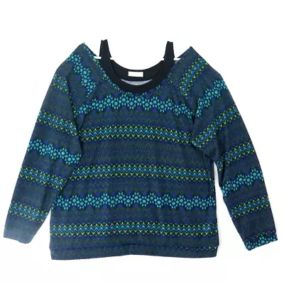 Vintage Bobbie Brooks Sweater Off Shoulder Top Fair Isle Pattern  Woman's 3X  • $8.75