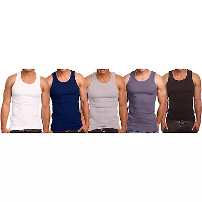 3 Pack PRO 5 Men's A-Shirt Undershirt Cotton Muscle Shirt Pre-Shrunk Tank Top • $16.95