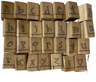 VTG 1998 Stampin Up Alphabet Appeal Lower Case Letters 28 Wooden Rubber Stamps • $10.95