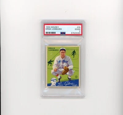 $195 • Buy 1934 Goudey PSA 2 #35 Ernie Lombardi VERY NICE Just Graded