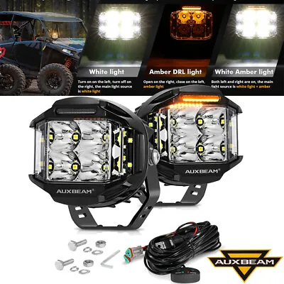 For Can-am Maverick X3 AUXBEAM 4 INCH LED Driving Lights Amber DRL Spot Pods 92W • $126.99