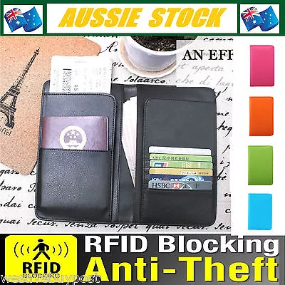 $9.95 • Buy RFID Blocking Business Passport Long Travel Wallet Anti Scan Synthetic Leather 