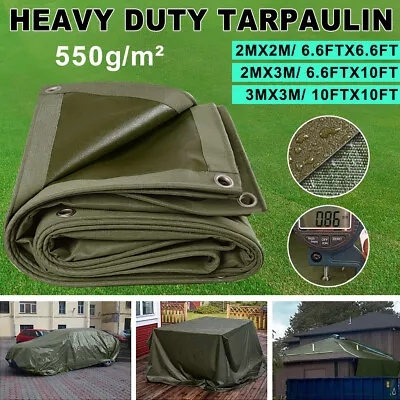 Heavy Duty 3 Size Waterproof Canvas Tarp Tarpaulin Sun Blocked Dustproof Shelter • $25.99