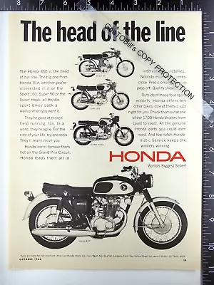 1966 Honda 450 Super 90 Sport 160 Super Hawk Motorcycle Magazine Advertisement • $10.50