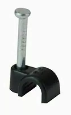 £1.99 • Buy BLACK ROUND COAX CABLE CLIP 4mm- 16mm WITH FIXING NAIL BULK PACK