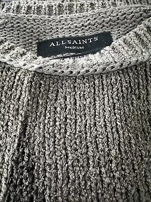 Men Allsaint Crew Brown Knitted  Oversized Jumper Sweater Medium • £22