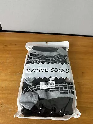 RATIVE Anti Slip Non Skid Yoga Hospital Size XL Black Gray Socks 3 Pairs New • $16.99