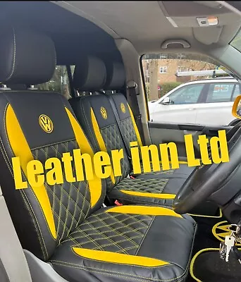 Vw Transporter T5 T6 Seat Covers 3 Seater Front Row 1+2 With 2 Armrest With Logo • $217.80