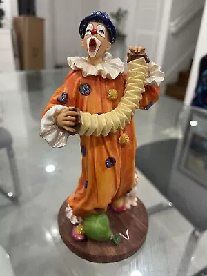 Veronese Polystone Resin Figurine Clown & An Accordion Home Deco 6.7  ITALY • $99.99