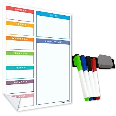 Sticky Menu Meal Planner Dry Wipe Wall Planner Self Adhesive Weekly Daily Erase • £14.95