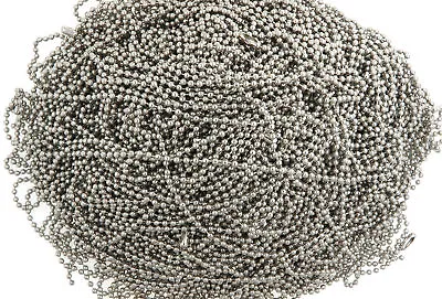 30  Inch Nickle Plated Steel Ball Chain Made In USA - Pack Of 100 • $24.95