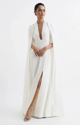 REISS Grace Maxi Dress With Cape In White Size UK Size 12 • $310.83