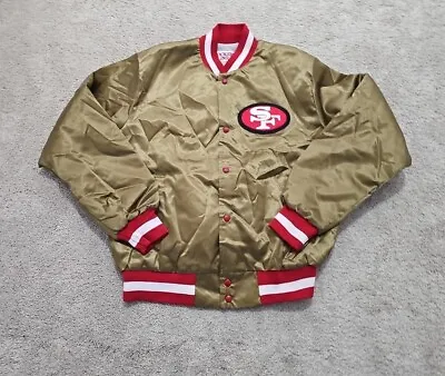 Vintage  Locker Line San Francisco 49ers SF Gold Satin Jacket Size Large Nwot • $326.97