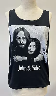 John Lennon And Yoko Ono Shirt Sleeveles Womens XS Black Tank Top Tee • £12.53