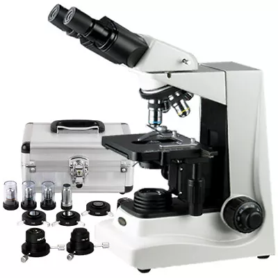 AmScope 40X-1600X Darkfield Phase Contrast Binocular Compound Microscope • $1165.99