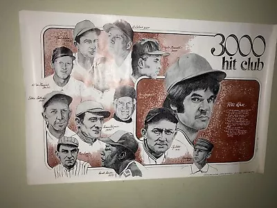 Pete Rose Willie MaysStan Musial & More 300 Hit Club 1978 18 X 28 Poster • $25