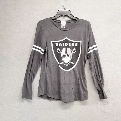 Oakland Raiders Women Top  Medium Gray Long Sleeve Crew Neck Tee • $11.82