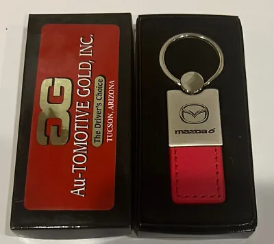MAZDA 6 Pink Leather & Metal Keychain NEW IN BOX • $14.50
