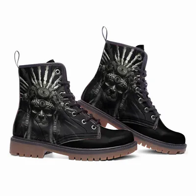 PU Leather Boots Indian Chief Icon Art (LBAI1216) • $89.95
