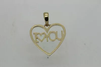 10k Yellow Gold I Love You Open Heart Necklace Pendant 1/2  • $54.95