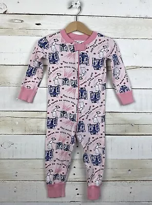 Girls HANNA ANDERSSON Sz 85 - 2y Pink One Piece Pajamas Star Wars R2D2 Leia  • $34.99