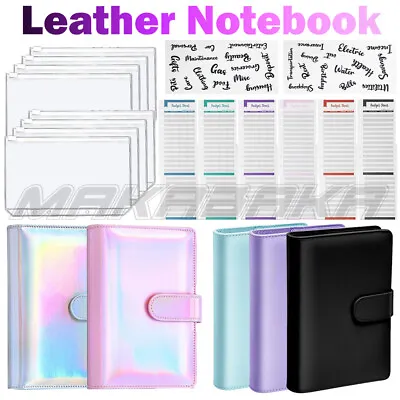 A6 PU Leather Notebook Binder Budget Planner Organizer Cover Cash Pockets Sheets • $9.69