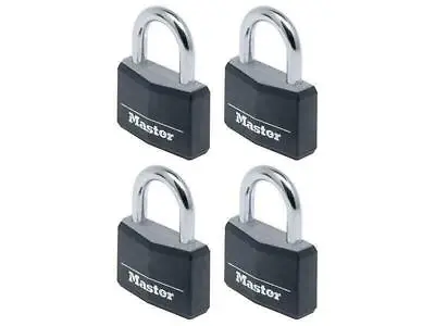 Master Lock Aluminium Black Vinyl Cover 40Mm Padlock 4-Pin - Keyed Alike X 4 MLK • £27.12