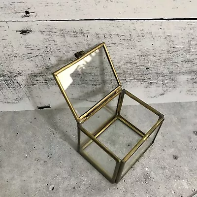 Small Vintage Glass And Brass Box • $18