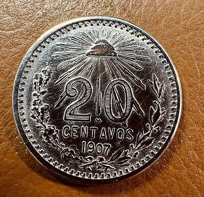 1907 Mexico Estados Unidos Mexicanos 20 Twenty Centavos Silver Coin *96 • $16.98